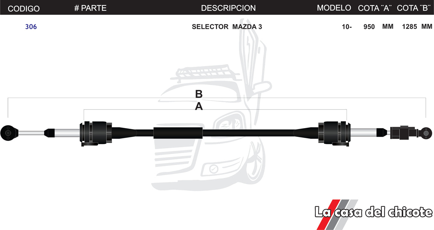 Chicote Selector de Velocidades Mazda 3 Modelo.2010-