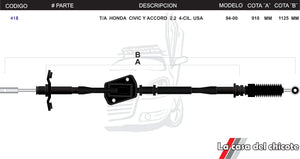 Chicote Selector De Velocidades Honda Civic y Accord U.S.A Modelo.94-00