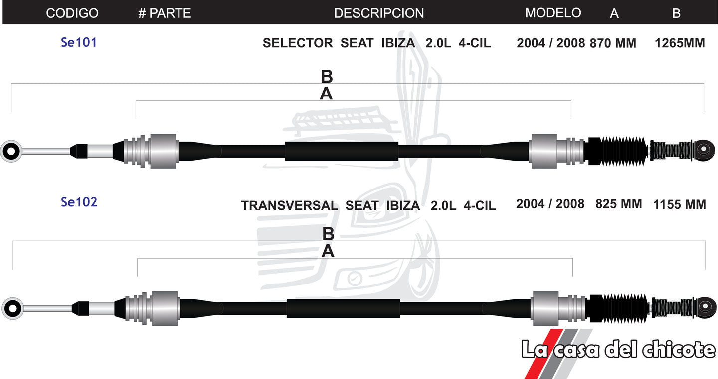 Juego Chicote Selector de Velocidades Seat Ibiza Modelo.08-