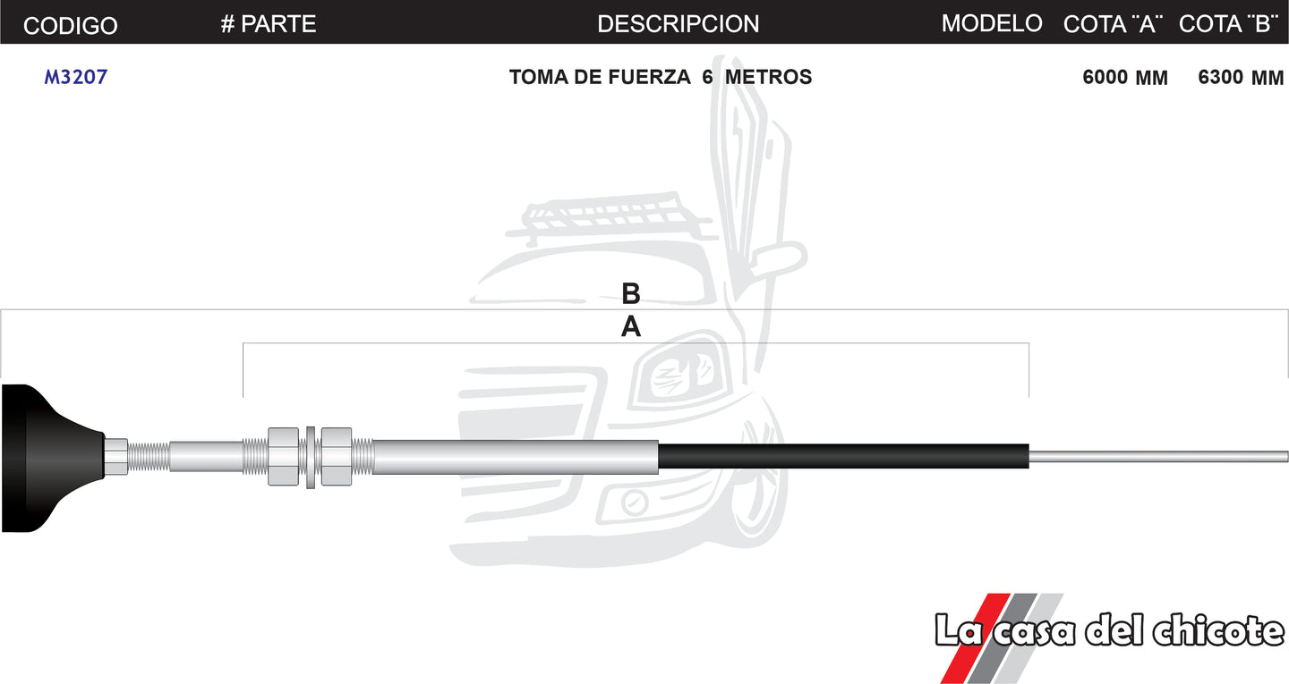 Chicote Toma de Fuerza 6mts.