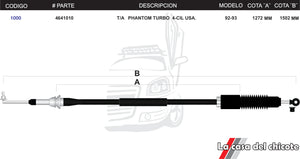 Chicote Selector de Velocidades T/A Phantom Turbo 4cil. USA Modelo.92-93