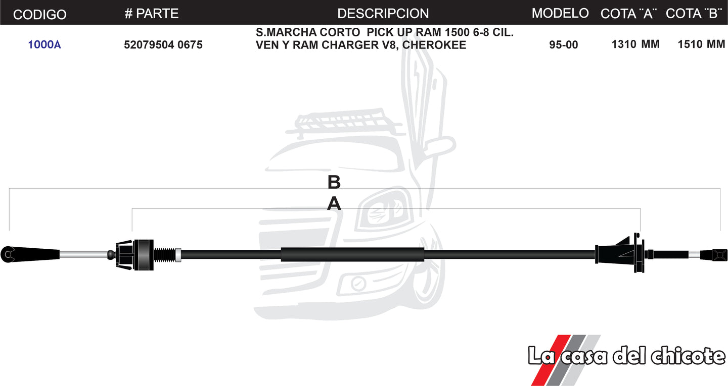 Chicote de Sobre Marcha Pick Up Ram Ven Y Ram Charger Cherokee Modelo.95-00