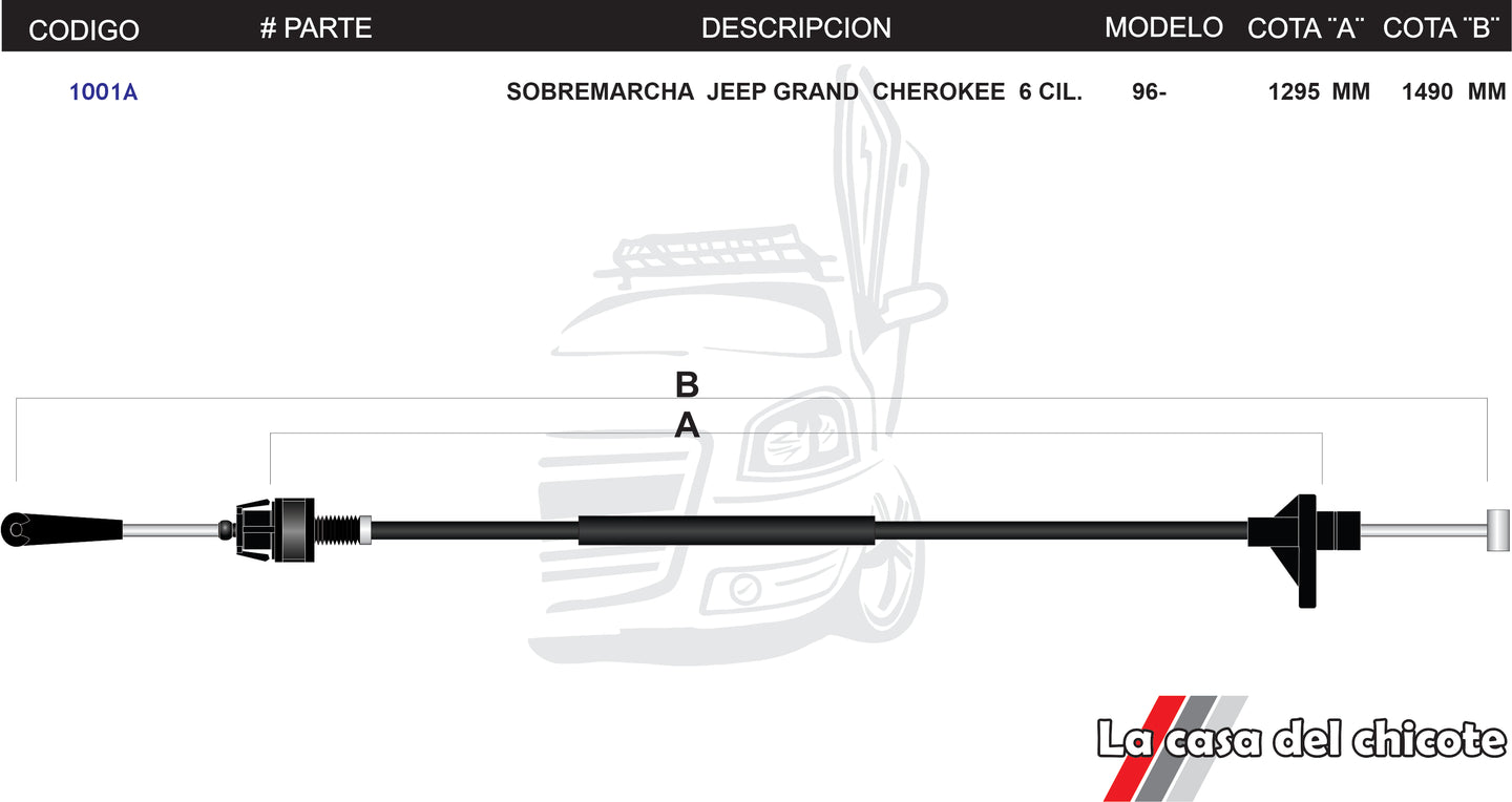 Chicote de Sobre Marcha Jeep Gran Cherokee 6cil. Modelo.1996-