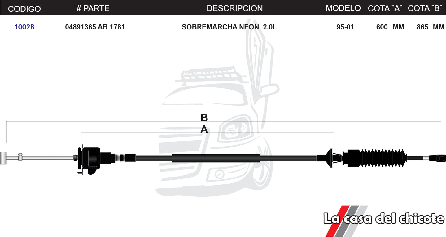 Chicote de Sobre Marcha Neon 2.0L Modelo.95-01