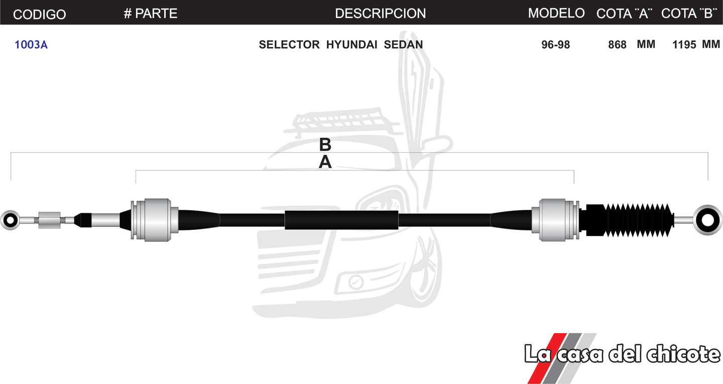 Chicote Selector De Velocidades Hyundai Sedan Modelo.96-98