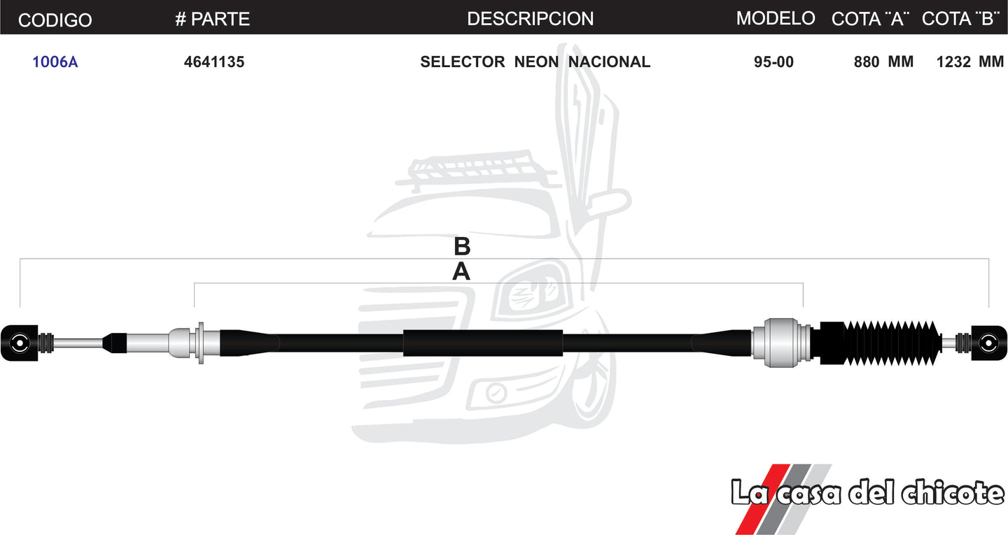 Chicote Selector de Velocidades Neon Nacional Modelo.95-00