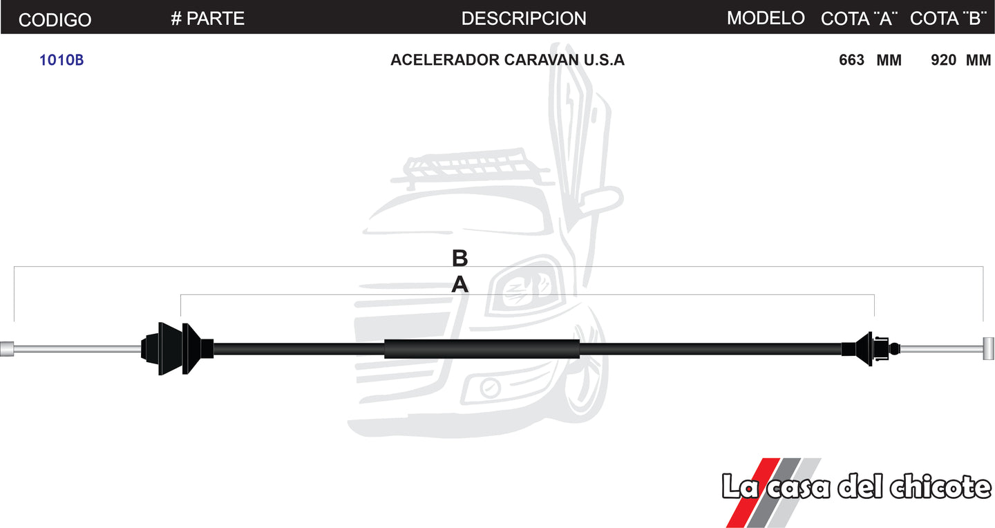 Chicote de Acelerador Caravan USA