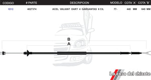 Chicote de Acelerador Valiant Dart 4 Gargantas 6cil. Modelo.77