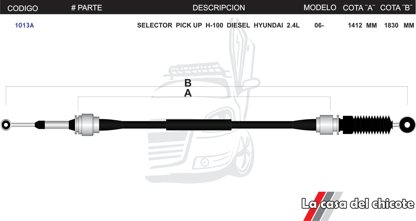 Chicote Selector De Velocidades Pick Up H-100 Diesel Hyundai Modelo.06-