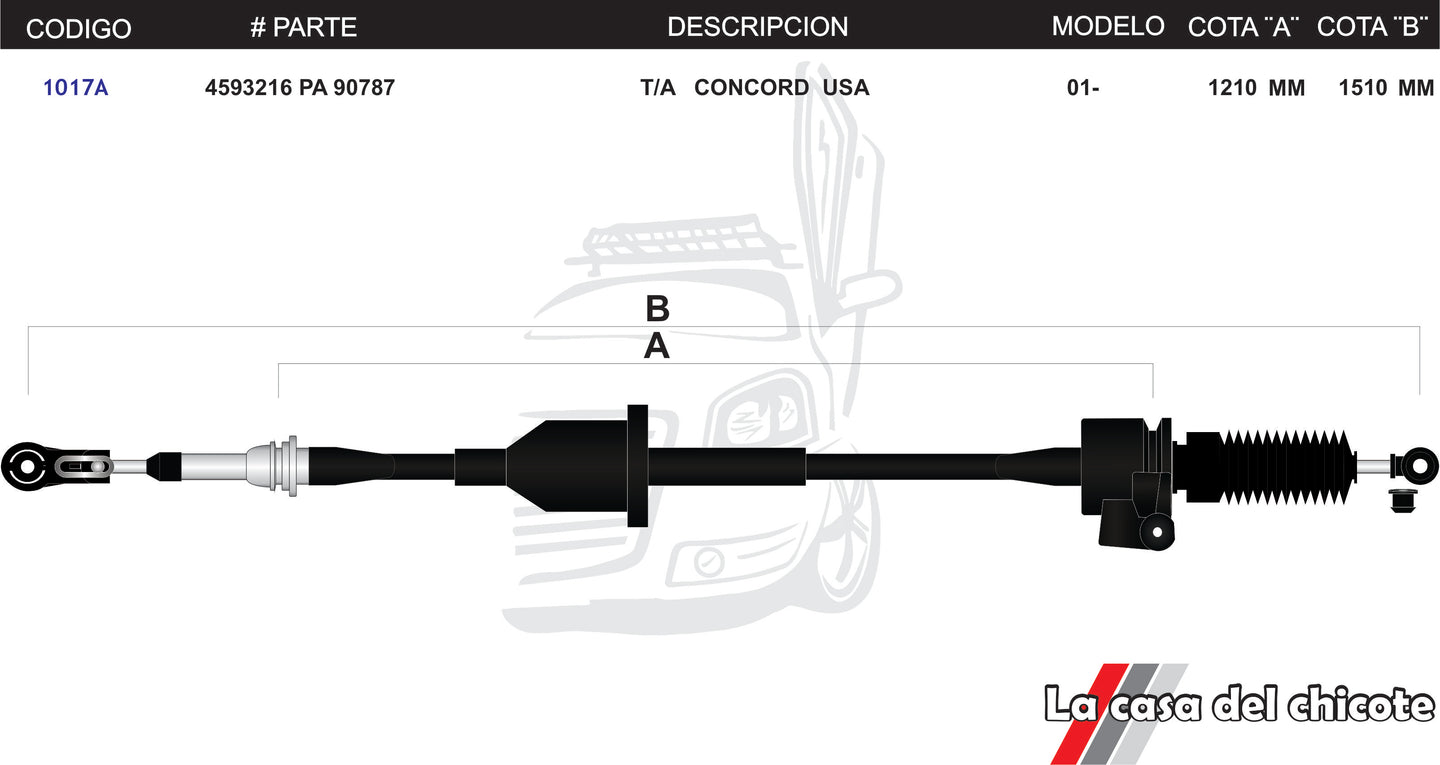 Chicote Selector de Velocidades T/A Concord USA Modelo.2001-