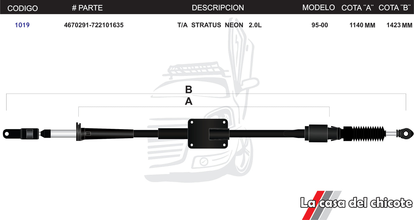 Chicote Selector de Velocidades T/A Neon Stratus 2.0L Modelo.95-00