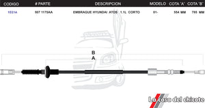 Chicote De Clutch (Embrague) Hyundai Atos 1.1L Corto Modelo.2001-