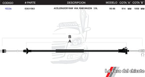 Chicote de Acelerador Ram Van Ram Wagon 3.9L Modelo.95-98