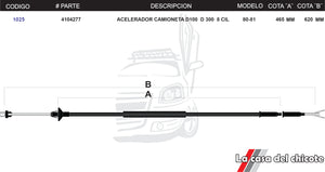 Chicote de Acelerador Camioneta D100 D300 8cil. Modelo.80-81