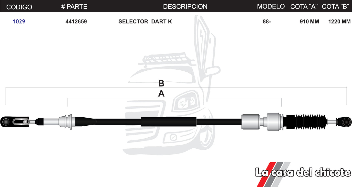 Chicote Selector de Velocidades Dart K Modelo.88-