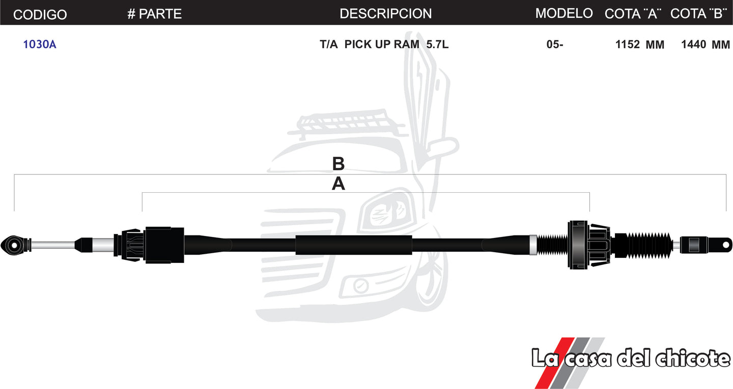 Chicote Selector de Velocidades T/A Pick Up Ram 5.7L Modelo.05-