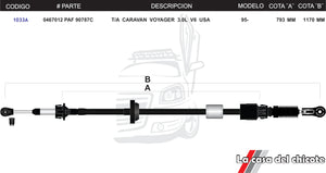 Chicote Selector de Velocidades T/A Caravana Voyager 3.0L USA Modelo.95-