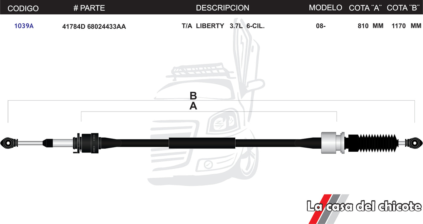 Chicote Selector de Velocidades T/A Liberty 3.7L 6cil. Modelo.08-