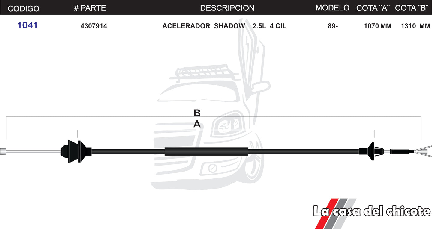 Chicote de Acelerador Shadow 2.5L 4cil. Modelo.89-