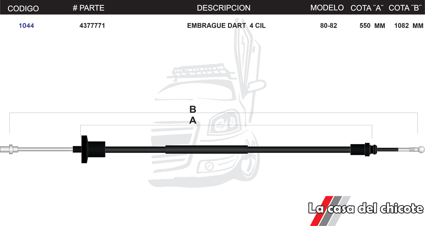 Chicote De Clutch ( Embrague) Dart 4cil. Modelo.80-82