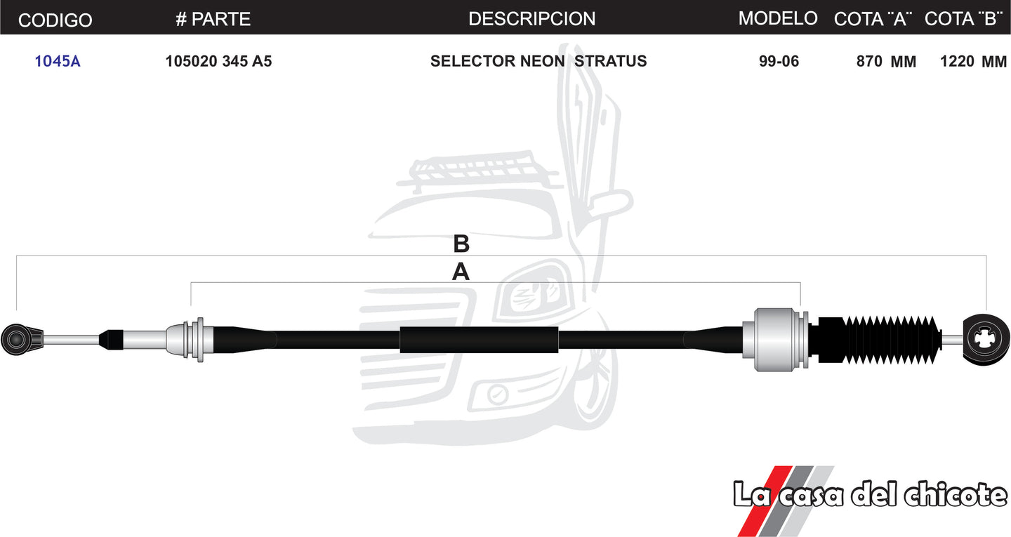 Chicote Selector de Velocidades Neon Stratus Modelo.99-96