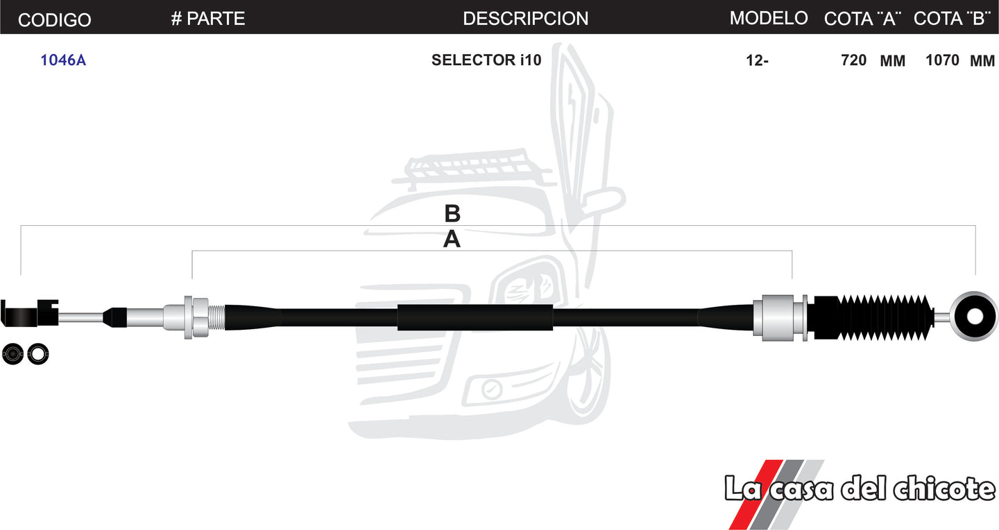 Chicote Selector de Velocidades Hyundai i-10 Modelo.12-