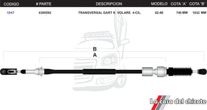 Chicote Transversal Dart K Volare 4cil. Modelo.82-88