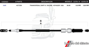 Chicote Transversal Dart K Volare Voyager USA Modelo.86-88