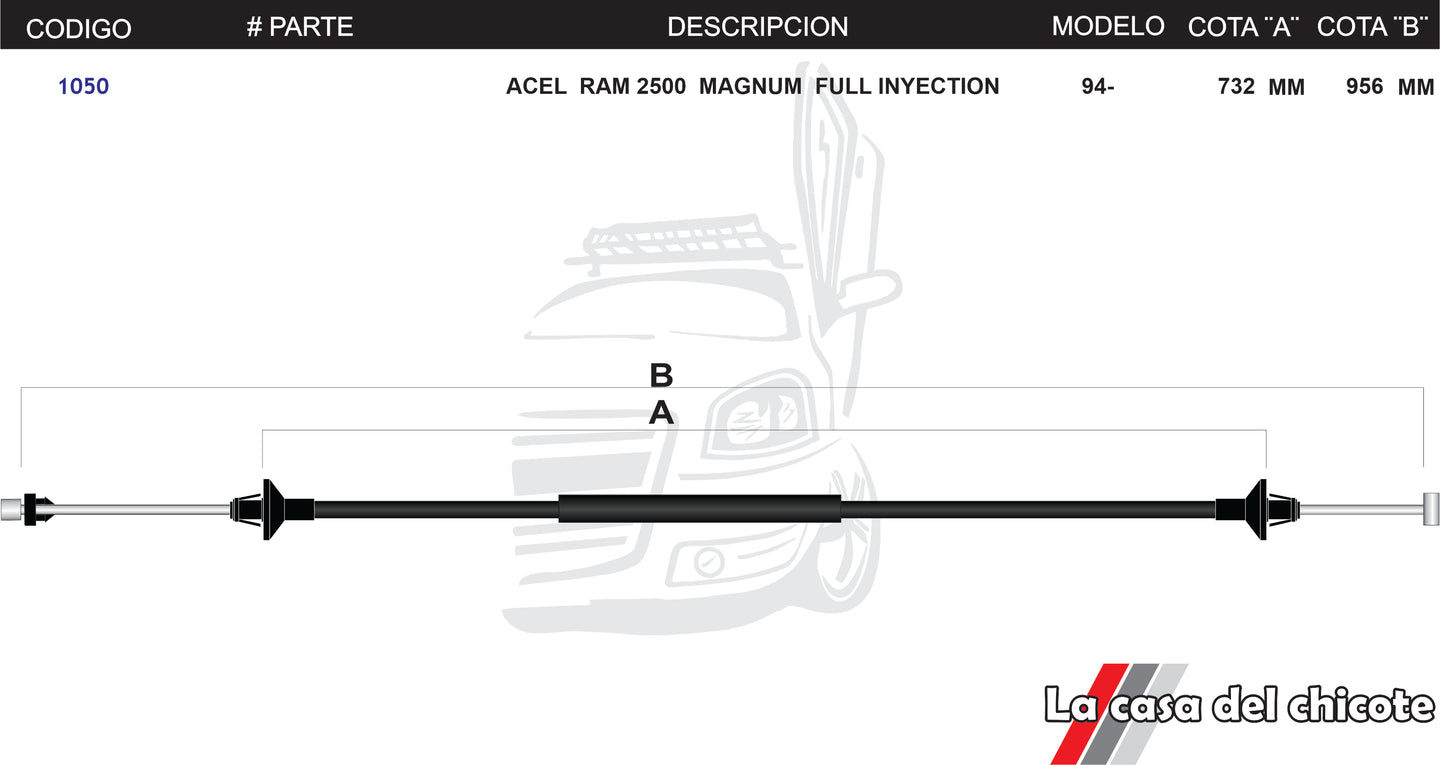 Chicote de Acelerador Ram 2500 Magnum Fuel Inyection Modelo.94-