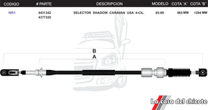 Chicote Selector de Velocidades Shadow Caravan USA 4cil. Modelo.85-89