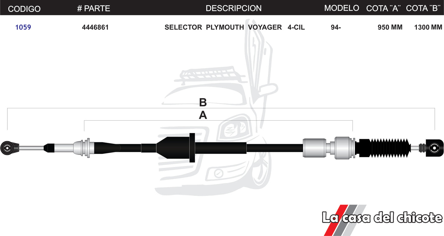 Chicote Selector de Velocidades Plymouth Voyager 4cil. Modelo.94