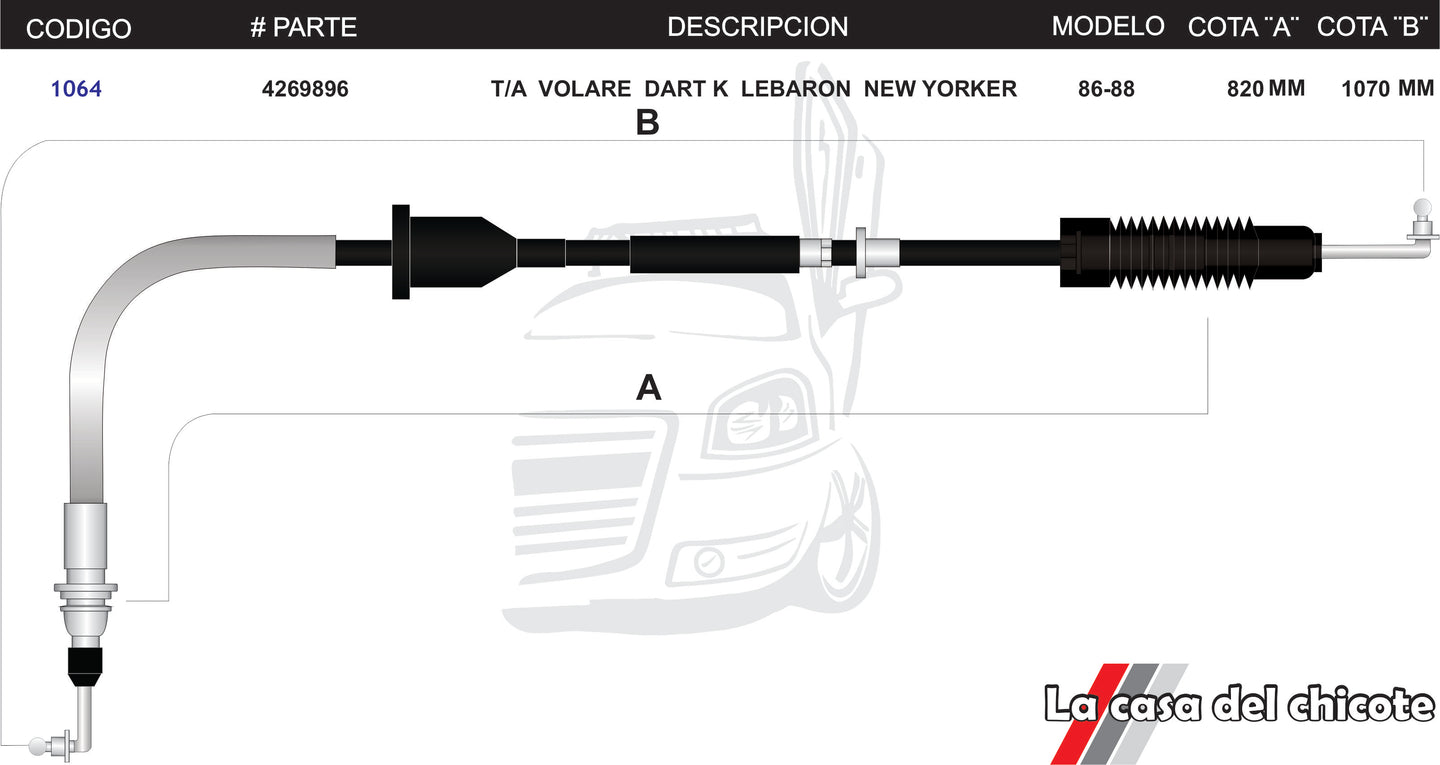 Chicote Selector de Velocidades T/A Volare Dart K Lebaron New Yorker Modelo.86-88