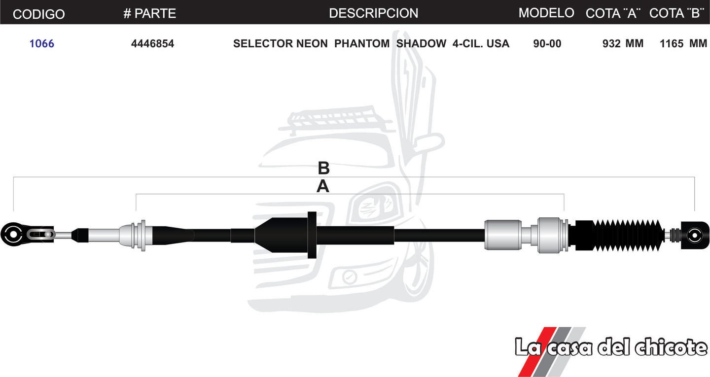 Chicote Selector de Velocidades Neon Phantom Shadow 4cil. USA Modelo.90-00