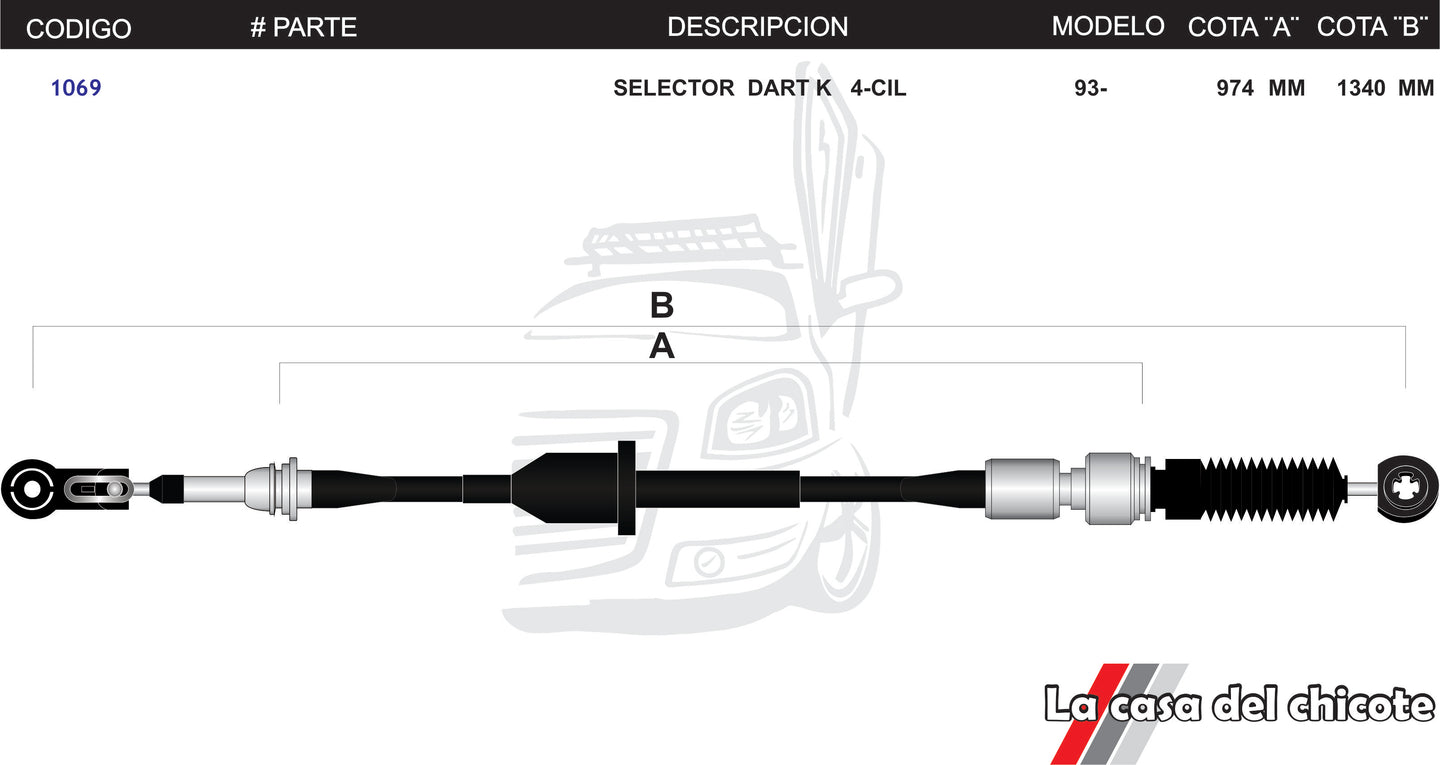 Chicote Selector de Velocidades Dart K 4cil. Modelo.93-