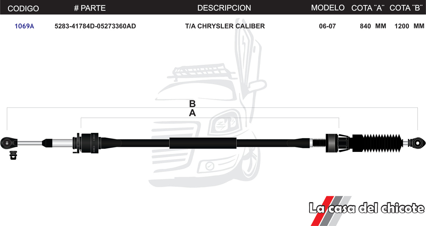 Chicote Selector de Velocidades T/A Chrysler Caliber Modelo.06-07