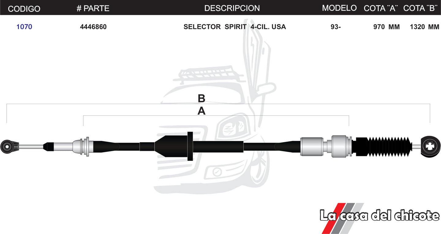 Chicote Selector De Velocidades Spirit 4cil. USA Modelo.93-