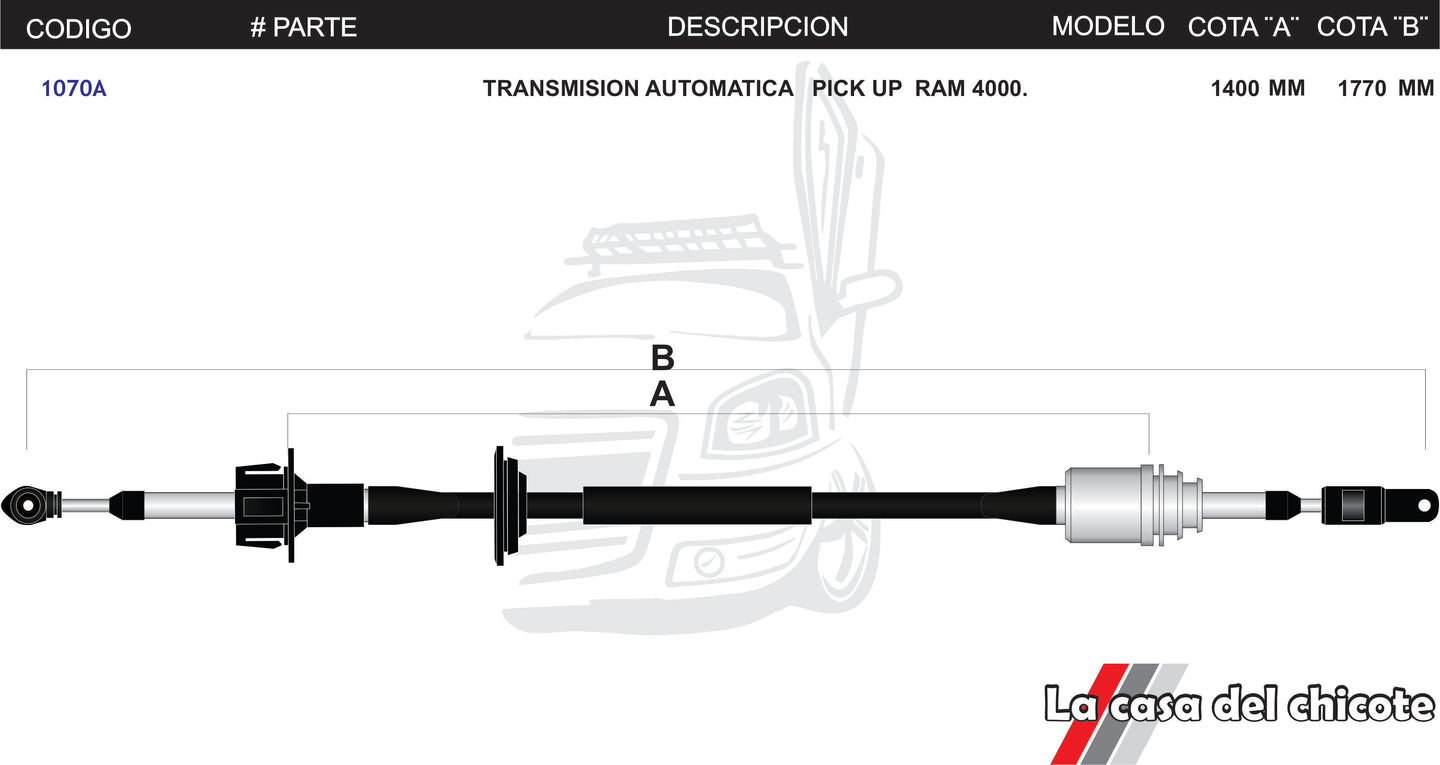 Chicote Selector de Velocidades T/A Pick Up Ram 4000.