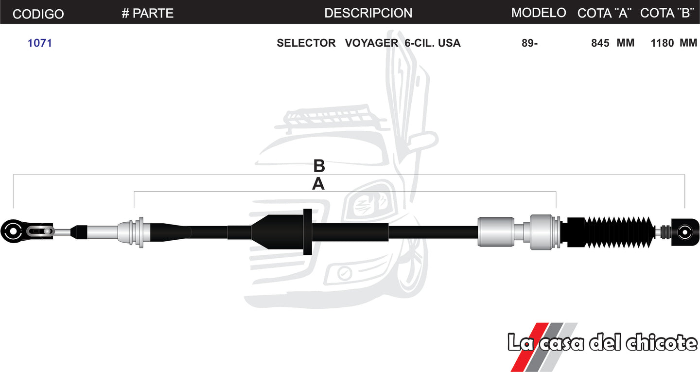 Chicote Selector de Velocidades Voyager 6cil. USA Modelo.89-