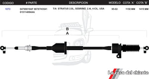 Chicote Selector de Velocidades T/A Stratus Sebring 2.0L USA Modelo.95-02