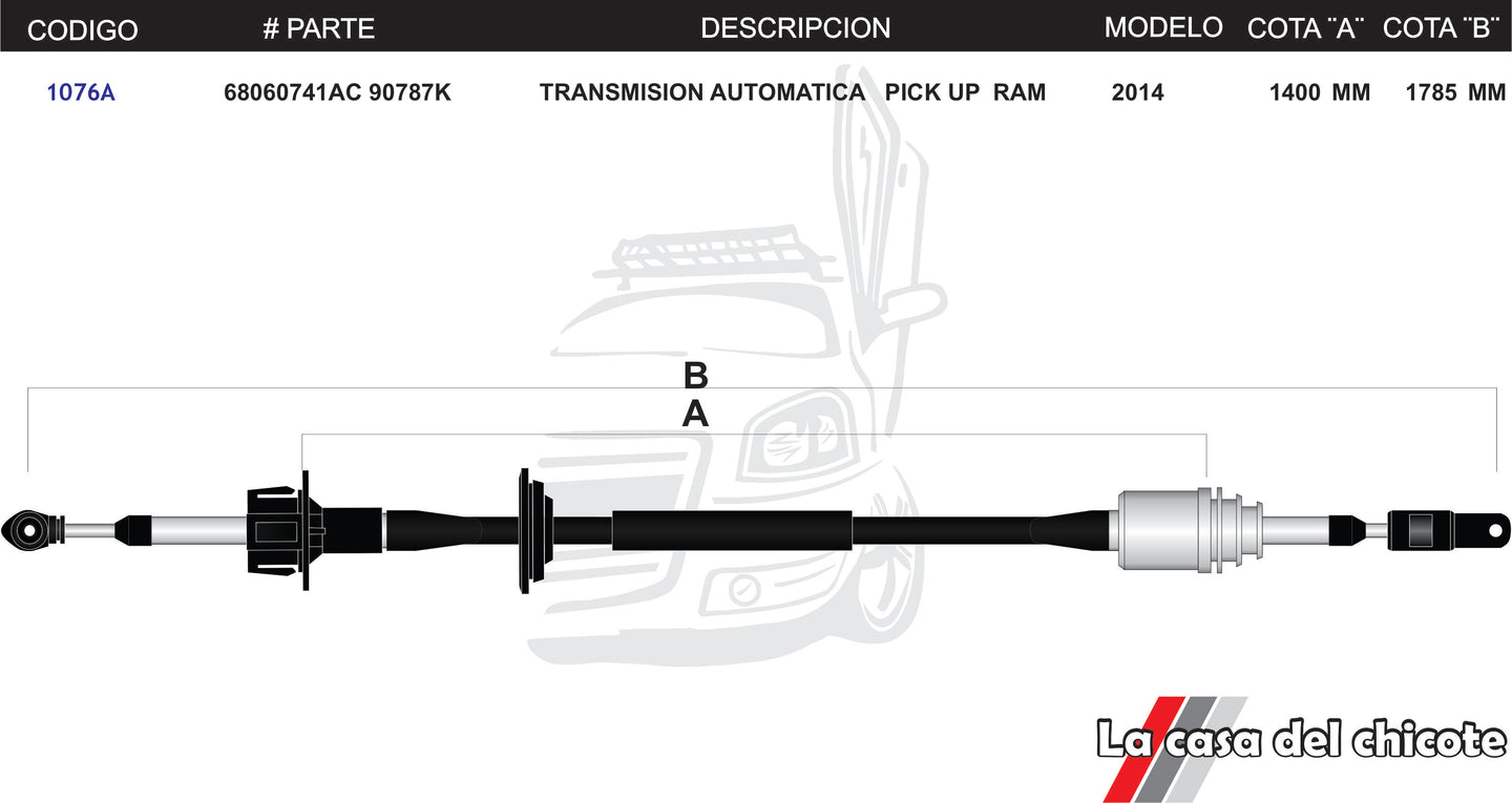 Chicote Selector de Velocidades T/A Pick Up Ram Modelo.2014-