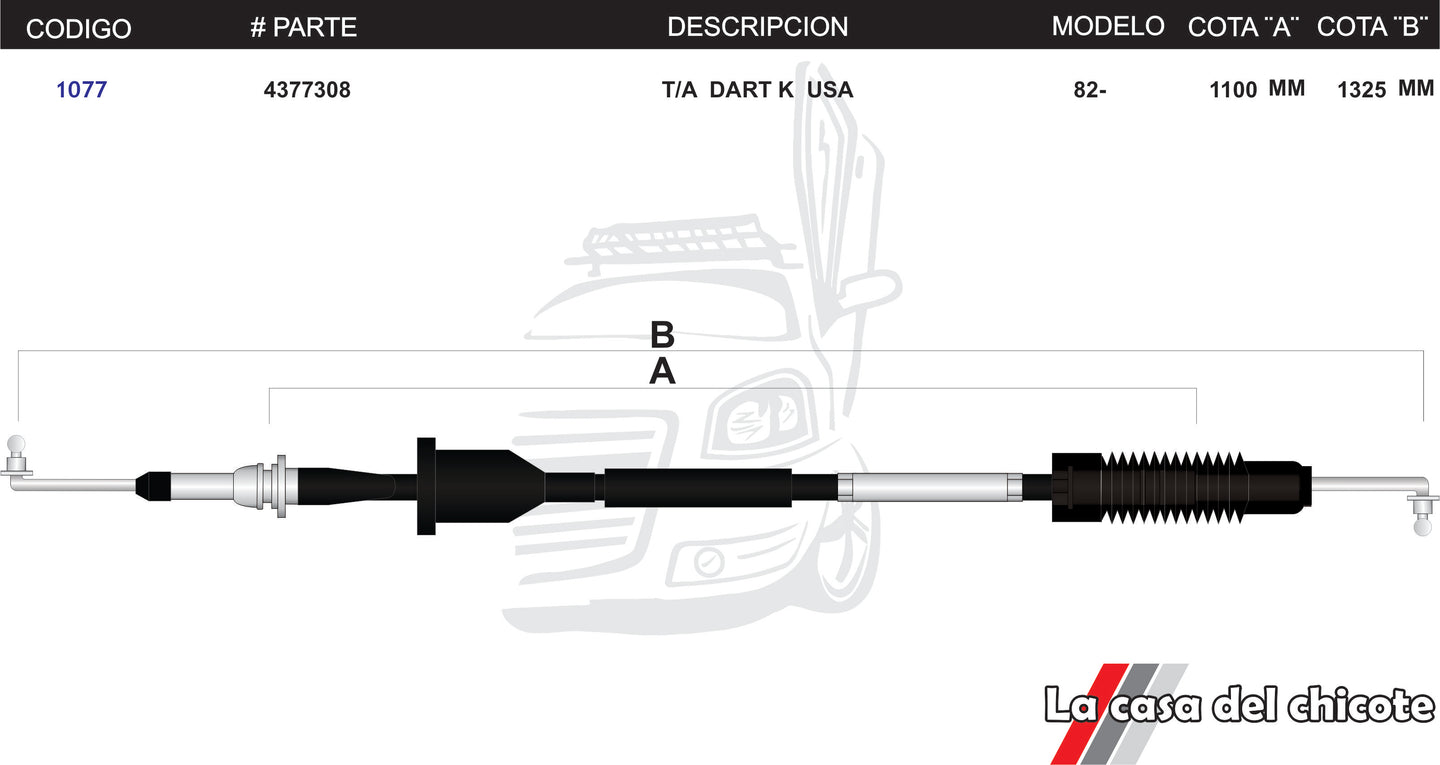 Chicote Selector de Velocidades T/A Dart K USA Modelo.82-