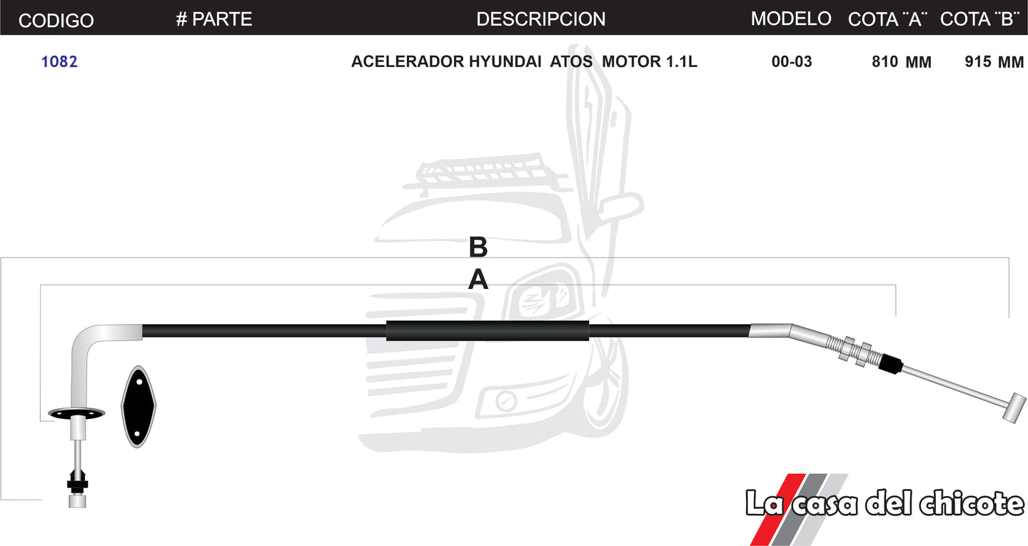 Chicote de Acelerador Hyundai Atos 1.1L  Modelo.00-03