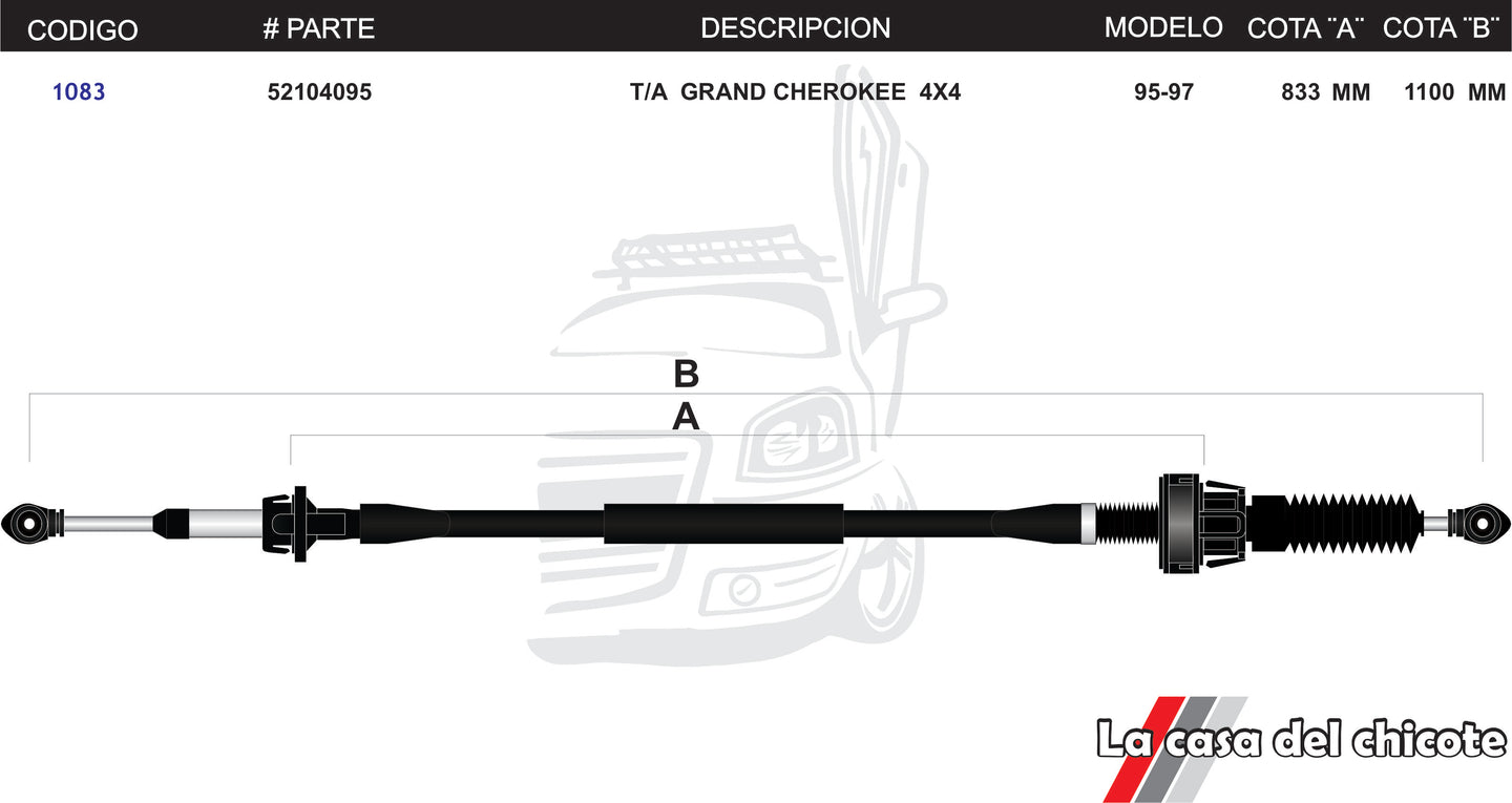 Chicote Selector de Velocidades T/A Grand Cherokee 4x4 Modelo.95-97