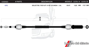 Chicote Selector De Velocidades Pick Up H-100 Hyundai 2.4L Modelo.05-07