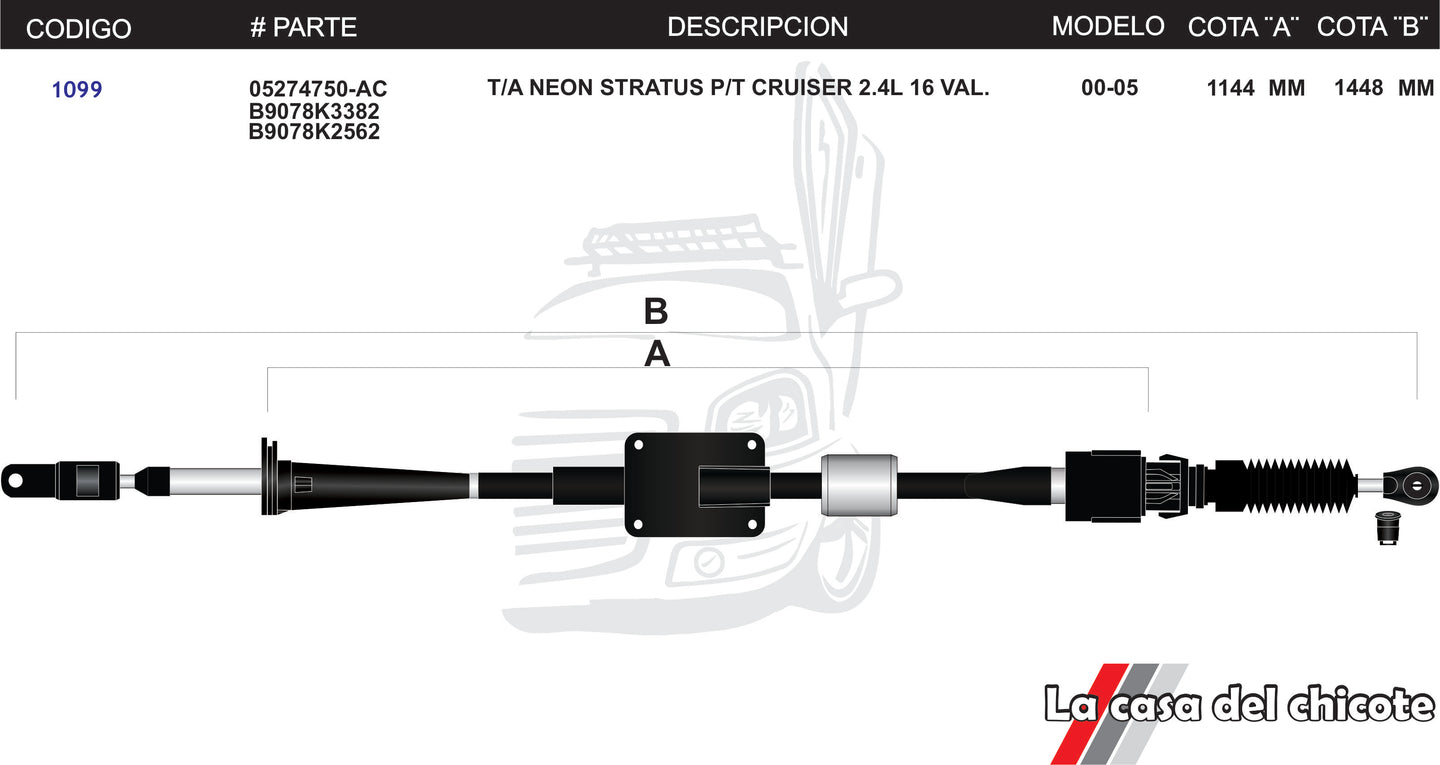 Chicote Selector de Velocidades T/A Neon Stratus Pt Cruiser 2.4L Modelo.00-04