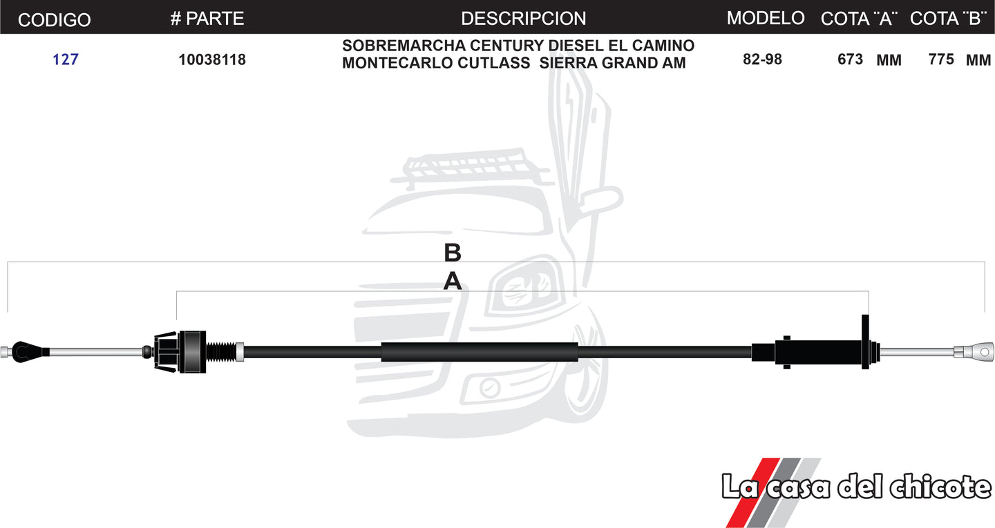 Chicote de Sobre Marcha Century Cultass Sierra Grand Am Modelo.82-98