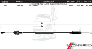 Chicote de Sobre Marcha Malibú,Montecarlo Modelo.81-83