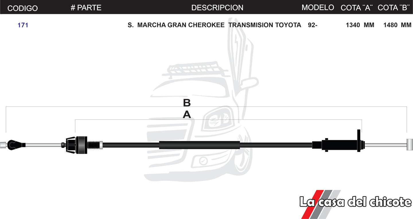 Chicote de Sobre Marcha Gran Cherokee Transmision Toyota Modelo.1992-