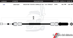 Chicote Selector de Velocidades Toyota Corolla 1.8L Starlet 2.4L Modelo.80-86