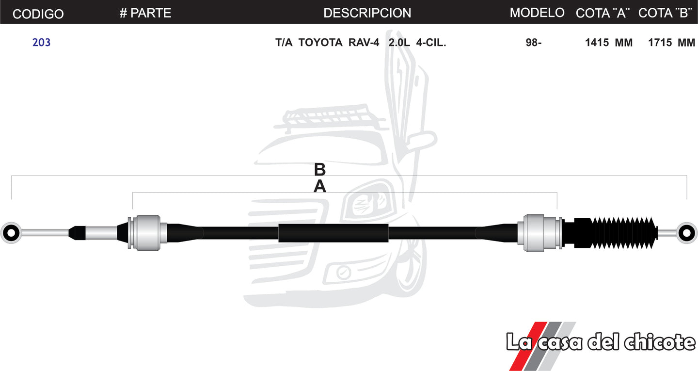 Chicote Selector de Velocidades T/A Toyota Rav 4 Modelo.98-